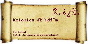 Kolonics Ádám névjegykártya