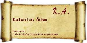 Kolonics Ádám névjegykártya